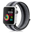 For Apple Watch Series 7 45mm / 6 & SE & 5 & 4 44mm / 3 & 2 & 1 42mm Nylon Loop Watch Band(Striped Black)