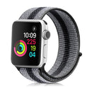 For Apple Watch Series 7 45mm / 6 & SE & 5 & 4 44mm / 3 & 2 & 1 42mm Nylon Loop Watch Band(Striped Black)