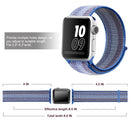 For Apple Watch Series 7 45mm / 6 & SE & 5 & 4 44mm / 3 & 2 & 1 42mm Nylon Loop Watch Band(Striped Lake Blue)
