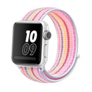For Apple Watch Series 7 45mm / 6 & SE & 5 & 4 44mm / 3 & 2 & 1 42mm Nylon Loop Watch Band(Pinstripe Powder)