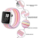 For Apple Watch Series 7 45mm / 6 & SE & 5 & 4 44mm / 3 & 2 & 1 42mm Nylon Loop Watch Band(Pinstripe Powder)