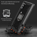 For Samsung Galaxy Note20 Ultra Carbon Fiber Protective Case with 360 Degree Rotating Ring Holder(Black)