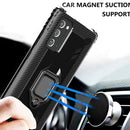 For Samsung Galaxy Note20 Ultra Carbon Fiber Protective Case with 360 Degree Rotating Ring Holder(Black)