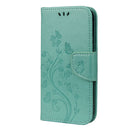 For iPhone 12 / 12 Pro Butterfly Flower Pattern Horizontal Flip Leather Case with Holder & Card Slots & Wallet(Green)