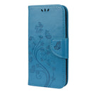 For iPhone 12 / 12 Pro Butterfly Flower Pattern Horizontal Flip Leather Case with Holder & Card Slots & Wallet(Blue)