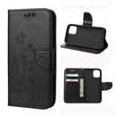 For iPhone 12 / 12 Pro Butterfly Flower Pattern Horizontal Flip Leather Case with Holder & Card Slots & Wallet(Black)