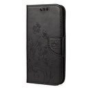 For iPhone 12 / 12 Pro Butterfly Flower Pattern Horizontal Flip Leather Case with Holder & Card Slots & Wallet(Black)