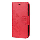 For iPhone 12 / 12 Pro Butterfly Flower Pattern Horizontal Flip Leather Case with Holder & Card Slots & Wallet(Red)