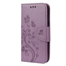 For iPhone 12 / 12 Pro Butterfly Flower Pattern Horizontal Flip Leather Case with Holder & Card Slots & Wallet(Light Purple)