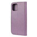 For iPhone 12 / 12 Pro Butterfly Flower Pattern Horizontal Flip Leather Case with Holder & Card Slots & Wallet(Light Purple)