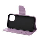 For iPhone 12 / 12 Pro Butterfly Flower Pattern Horizontal Flip Leather Case with Holder & Card Slots & Wallet(Light Purple)