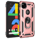 For Google Pixel 4a Shockproof TPU + PC Protective Case with 360 Degree Rotating Holder(Rose Gold)