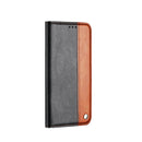 For iPhone 12 Pro Max Business Solid Color Stitching Horizontal Flip Leather Case with Holder & Card Slots(Brown)