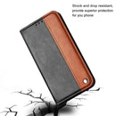 For iPhone 12 Pro Max Business Solid Color Stitching Horizontal Flip Leather Case with Holder & Card Slots(Brown)