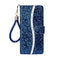 For iPhone 12 / 12 Pro Glitter Powder Horizontal Flip Leather Case with Card Slots & Holder & Lanyard(Blue)