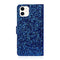 For iPhone 12 / 12 Pro Glitter Powder Horizontal Flip Leather Case with Card Slots & Holder & Lanyard(Blue)