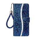 For iPhone 12 mini Glitter Powder Horizontal Flip Leather Case with Card Slots & Holder & Lanyard(Blue)