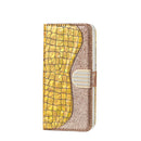 For iPhone 12 / 12 Pro Laser Glitter Powder Matching Crocodile Texture Horizontal Flip Leather Case with Card Slots & Holder & Wallet(Gold)