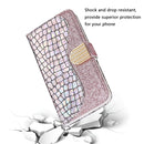 For iPhone 12 / 12 Pro Laser Glitter Powder Matching Crocodile Texture Horizontal Flip Leather Case with Card Slots & Holder & Wallet(Silver)