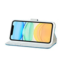 For iPhone 12 / 12 Pro Laser Glitter Powder Matching Crocodile Texture Horizontal Flip Leather Case with Card Slots & Holder & Wallet(Blue)