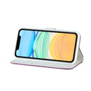 For iPhone 12 / 12 Pro Laser Glitter Powder Matching Crocodile Texture Horizontal Flip Leather Case with Card Slots & Holder & Wallet(Purple)