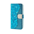 For iPhone 12 Pro Max Laser Glitter Powder Matching Crocodile Texture Horizontal Flip Leather Case with Card Slots & Holder & Wallet(Blue)