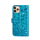 For iPhone 12 Pro Max Laser Glitter Powder Matching Crocodile Texture Horizontal Flip Leather Case with Card Slots & Holder & Wallet(Blue)