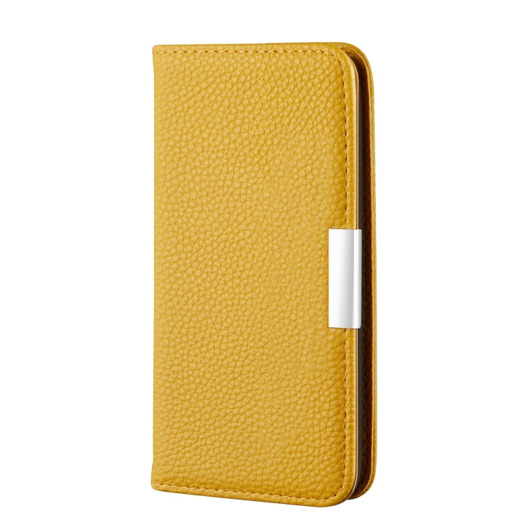 For iPhone 12 / 12 Pro Litchi Texture Horizontal Flip Leather Case with Holder & Card Slots(Yellow)