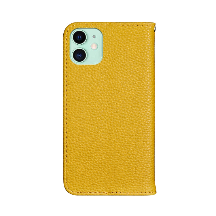 For iPhone 12 / 12 Pro Litchi Texture Horizontal Flip Leather Case with Holder & Card Slots(Yellow)