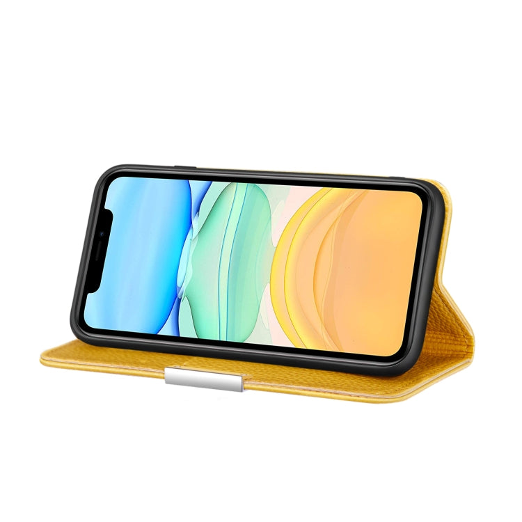 For iPhone 12 / 12 Pro Litchi Texture Horizontal Flip Leather Case with Holder & Card Slots(Yellow)