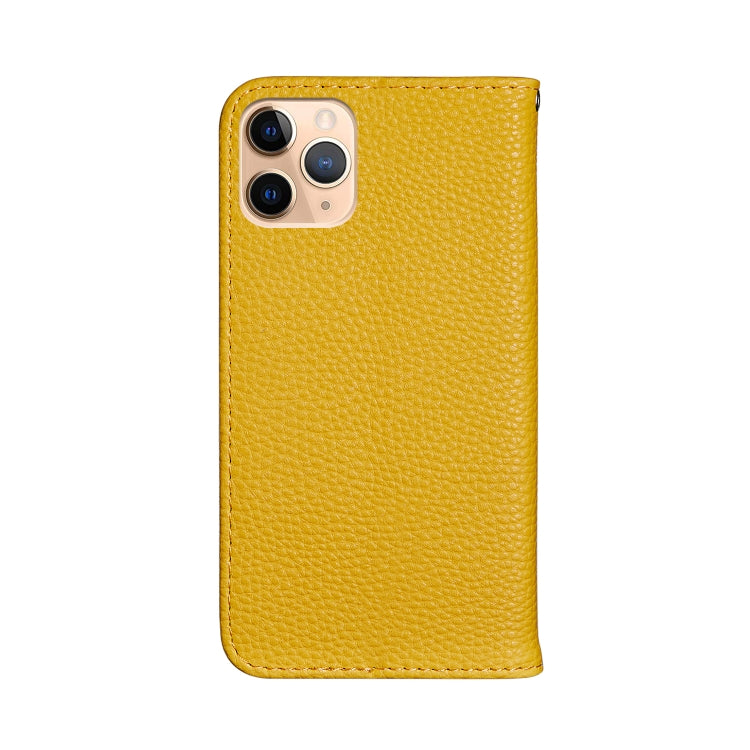 For iPhone 12 Pro Max Litchi Texture Horizontal Flip Leather Case with Holder & Card Slots(Yellow)