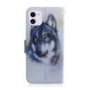 For iPhone 12 / 12 Pro Coloured Drawing Horizontal Flip Leather Case, with Holder & Card Slots & Wallet(White Wolf)
