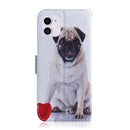For iPhone 12 / 12 Pro Coloured Drawing Horizontal Flip Leather Case, with Holder & Card Slots & Wallet(Pug)