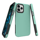 For iPhone 12 / 12 Pro Triangle Armor Texture TPU + PC Case(Mint Green)