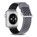 For Apple Watch Series 7 41mm / 6 & SE & 5 & 4 40mm / 3 & 2 & 1 38mm Two-tone Honeycomb Breathable Silicone Watch Band(Grey Black)
