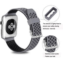 For Apple Watch Series 7 41mm / 6 & SE & 5 & 4 40mm / 3 & 2 & 1 38mm Two-tone Honeycomb Breathable Silicone Watch Band(Grey Black)