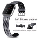 For Apple Watch Series 7 41mm / 6 & SE & 5 & 4 40mm / 3 & 2 & 1 38mm Two-tone Honeycomb Breathable Silicone Watch Band(Grey Black)