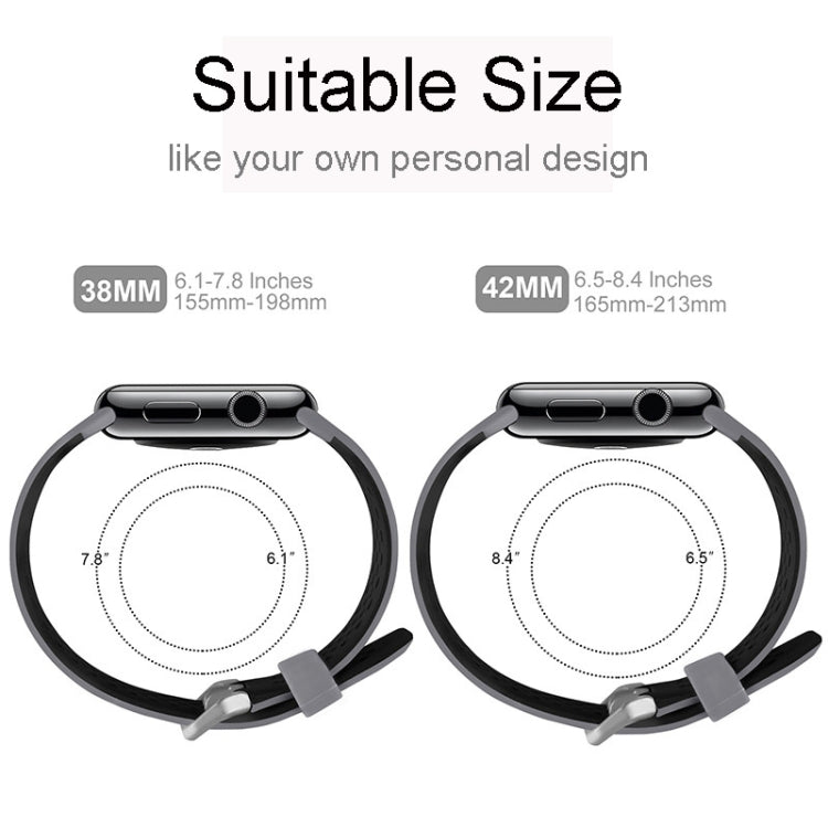 For Apple Watch Series 7 41mm / 6 & SE & 5 & 4 40mm / 3 & 2 & 1 38mm Two-tone Honeycomb Breathable Silicone Watch Band(Grey Black)