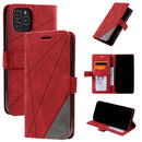 For iPhone 12 / 12 Pro Skin Feel Splicing Horizontal Flip Leather Case with Holder & Card Slots & Wallet & Photo Frame(Red)