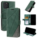 For iPhone 12 / 12 Pro Skin Feel Splicing Horizontal Flip Leather Case with Holder & Card Slots & Wallet & Photo Frame(Green)