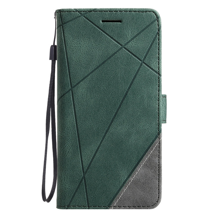 For iPhone 12 / 12 Pro Skin Feel Splicing Horizontal Flip Leather Case with Holder & Card Slots & Wallet & Photo Frame(Green)