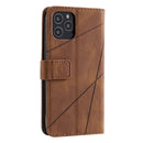 For iPhone 12 / 12 Pro Skin Feel Splicing Horizontal Flip Leather Case with Holder & Card Slots & Wallet & Photo Frame(Brown)