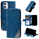 For iPhone 12 mini Skin Feel Splicing Horizontal Flip Leather Case with Holder & Card Slots & Wallet & Photo Frame(Blue)