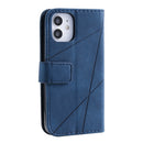 For iPhone 12 mini Skin Feel Splicing Horizontal Flip Leather Case with Holder & Card Slots & Wallet & Photo Frame(Blue)
