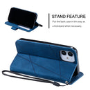 For iPhone 12 mini Skin Feel Splicing Horizontal Flip Leather Case with Holder & Card Slots & Wallet & Photo Frame(Blue)