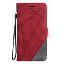 For iPhone 12 mini Skin Feel Splicing Horizontal Flip Leather Case with Holder & Card Slots & Wallet & Photo Frame(Red)