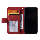 For iPhone 12 mini Skin Feel Splicing Horizontal Flip Leather Case with Holder & Card Slots & Wallet & Photo Frame(Red)