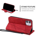 For iPhone 12 mini Skin Feel Splicing Horizontal Flip Leather Case with Holder & Card Slots & Wallet & Photo Frame(Red)