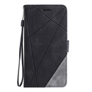 For iPhone 12 mini Skin Feel Splicing Horizontal Flip Leather Case with Holder & Card Slots & Wallet & Photo Frame(Black)
