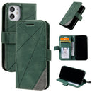 For iPhone 12 mini Skin Feel Splicing Horizontal Flip Leather Case with Holder & Card Slots & Wallet & Photo Frame(Green)
